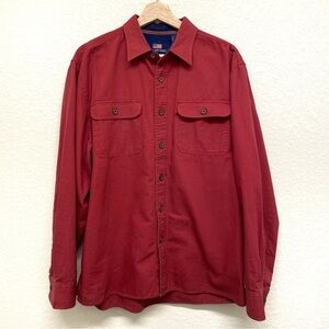 Beau Brummel Red Button-Up Long Sleeve Men’s 100% Cotton Shirt - Large